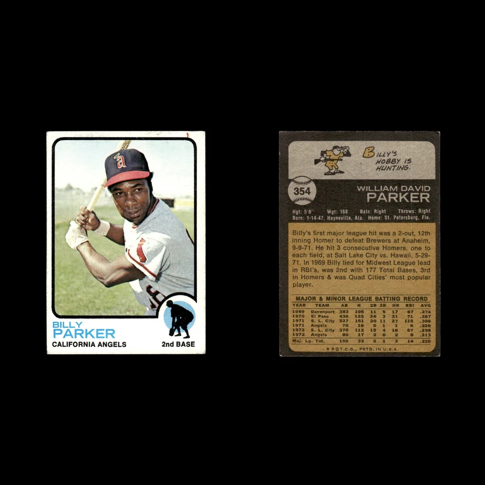 Billy Parker #354 1973 Topps California Angels Baseball Card MLB EX - Image 3 of 3