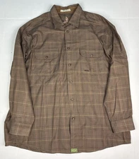 Orvis 1856 Men’s XL Shirt Brown Plaid Elbow Patch Long Sleeve Cotton Outdoor