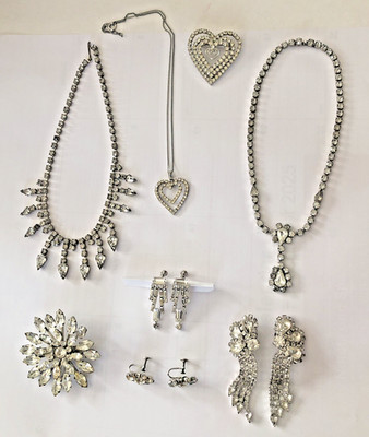 Upscale Vintage Rhinestone Rparkly Jewelry Lot Glamour Old Hollywood Earrings