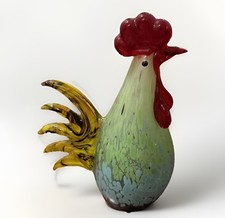 Vtg Art Glass Multicolor Rooster Figure 9 3/4  Murano Style Elegant Farmhouse