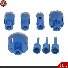 Core Drilling Bit Set  8 Pack Set M14 Threaded Diamond Hole Saw 6-68mm Blue
