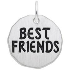 Sterling Silver Best Friends Charm Tag Charm - 16mm x 16mm