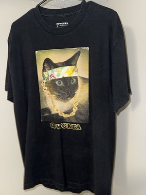 Odd Future OFWGKTA Cat w/ Bandana And Gold Chain Black Short Sleeve Graphic Tee