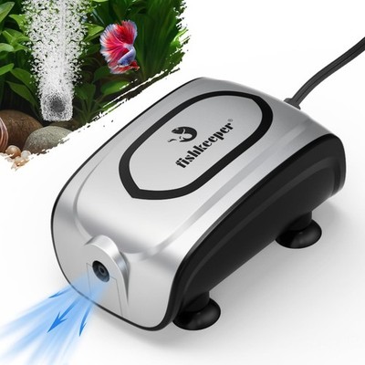 fishkeeper Quiet 3W/5W Aquarium Air Pump - 3w for 1-50 Gallon, Silver Gray