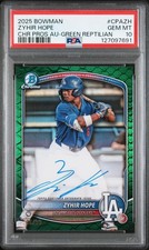 2025 BOWMAN CHROME PROSPECT AUTOS GREEN REPTILIAN #CPAZH ZYHIR HOPE 66/99 PSA 10