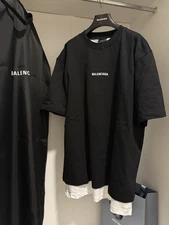 MEN'S BALENCIAGA BACK DOUBLE T-SHIRT IN BLACK FADED BLACK L OVER XXL