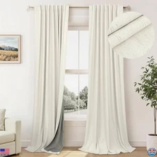 Luxurious 100% Blackout Curtains, 84" Length, Set of 2, Thermal Insulated Linen