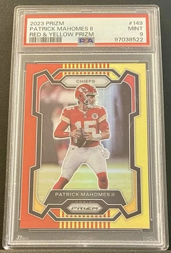 2023 Prizm Patrick Mahomes II Red & Yellow Prizm #06/44 PSA 9 COLOR MATCH