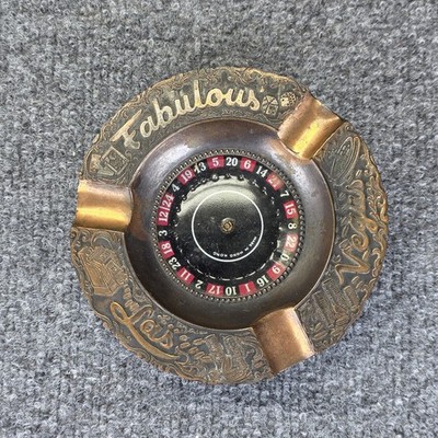 Vintage Fabulous Las Vegas Spinning Roulette Wheel Ashtray Works Made In Japan