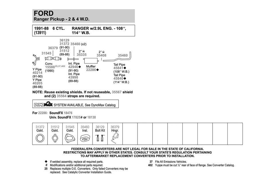 For Ford Ranger 1983-1992 Walker 45840 Aluminized Steel Exhaust Tailpipe Foto 3 de 4