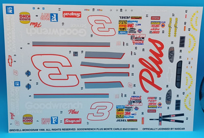 Revell Monogram | No. 85-4131 | 1:24 Dale Earnhardt #3 Goodwrench Service Decals