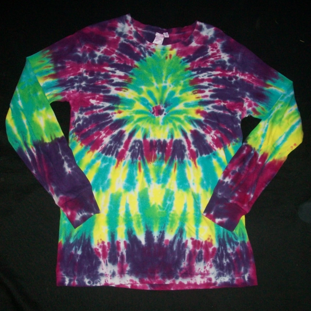 Organic Tie Dye Long Sleeve Shirt Small Bright Sunburst Hippie Tye