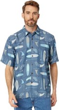 QUIKSILVER Waterman Men's S/S Button Shirt LONGBOARDS YKN9Blue Size MED LAST ONE