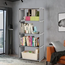 4-TIER INDUSTRIAL BOOKSHELF,DISPLAY STORAGE SHELVES RUSTIC WOOD BOOKCASE SHELVES