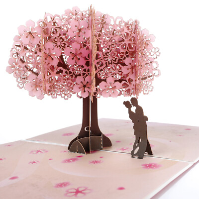 CraftWerk 3D Pop-Up Karte Grußkarte Kirschblüte Gutscheinkarte zur Hochzeit
