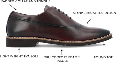 Thomas & Vine Mens Size 10.5 Navy Leather Lace Up Oxford Shoes Thomas & Vine Mens Morey Lace-up Round Toe Oxford - Walmart.com main image 4