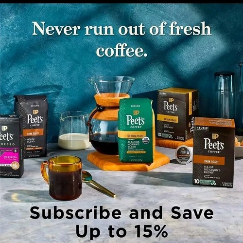 PEET'S Dark Roast DECAF Ground  Major Dickason's Blend Coffee 10.5 Bag 8/2024 - Bild 10 von 10