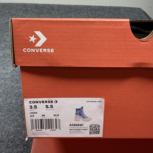 Neu im Karton Converse Wmns Chuck 70 de Luxe Heel High 6 Distressed Navy Denim A12042C - Bild 8 von 8
