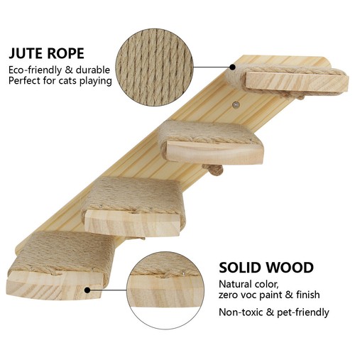 Wall-mounted Cat Climbing Ladder Wood Stairs Jumping Platform Cat Climbing Frame - Picture 3 of 6