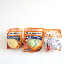 Le Creuset Kitchen Magnet 3pc Set Yellow Green Purple DyDo Japan Miniature Pot