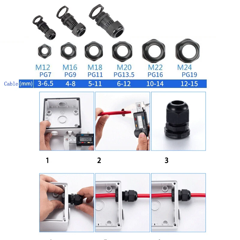 Cable Gland Connector Wire Terminal Blocks Electric Junction Box Waterproof - Image 3 of 4