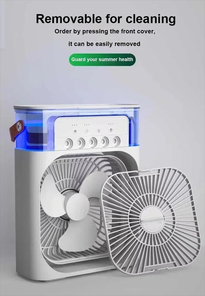 3-in-1 Portable Mini Air Conditioner: Small Cooler Fan With LED Night Light