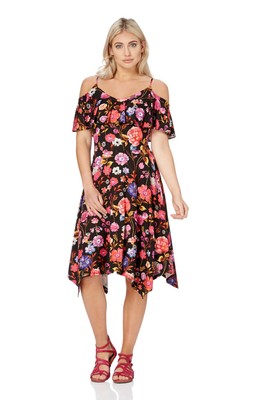 roman cold shoulder dresses