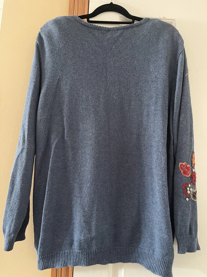 Sweater Full Button Up Cardigan Women’s Plus Size 1X Embroidered Fall Design - Image 2 of 4