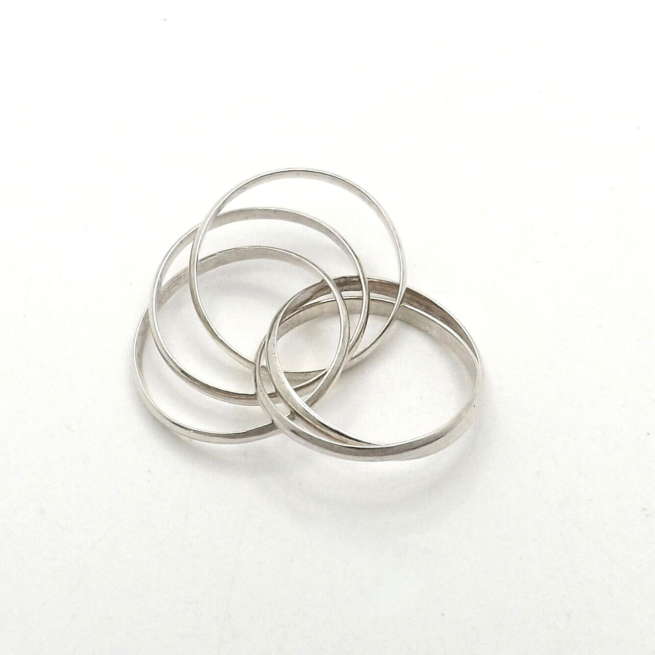 Sterling Silver 5 Rolling Interlocking Wedding Ba… - image 2