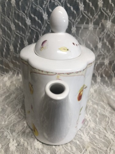 STOKES DETENTE ceramic Dishwasher Microwave Safe Teapot Fruit Apple Grapes - Picture 7 of 12