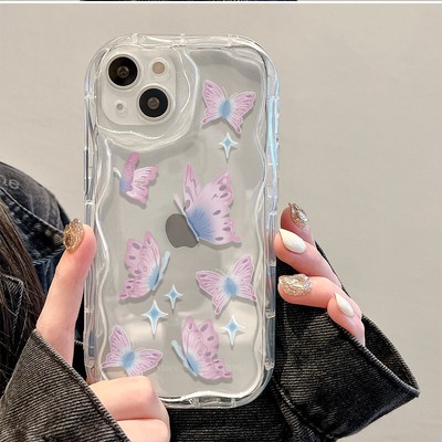 Clear Butterfly Cream For iPhone Samsung Huawei OPPO Phone Case Cover Women Girl