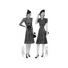 Past Patterns 3573 - 1940s Button Front Dress Sewing Pattern bust size 38"