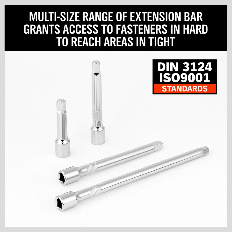 4pc 1/4" LONG Socket Extension Bar Set Shaft 2" 3" 4" 6" Socket Ratchet Improved - Image 2 of 4
