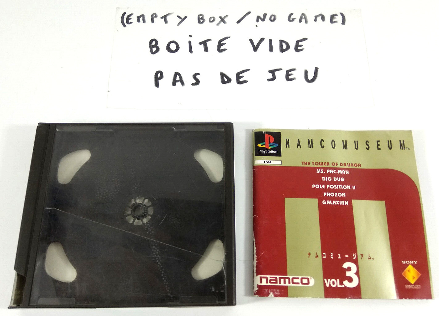 Playstation 1 PS1 VF Boite vide Notice PAS DE JEU Namco Museum Vol 3 Envoi suivi