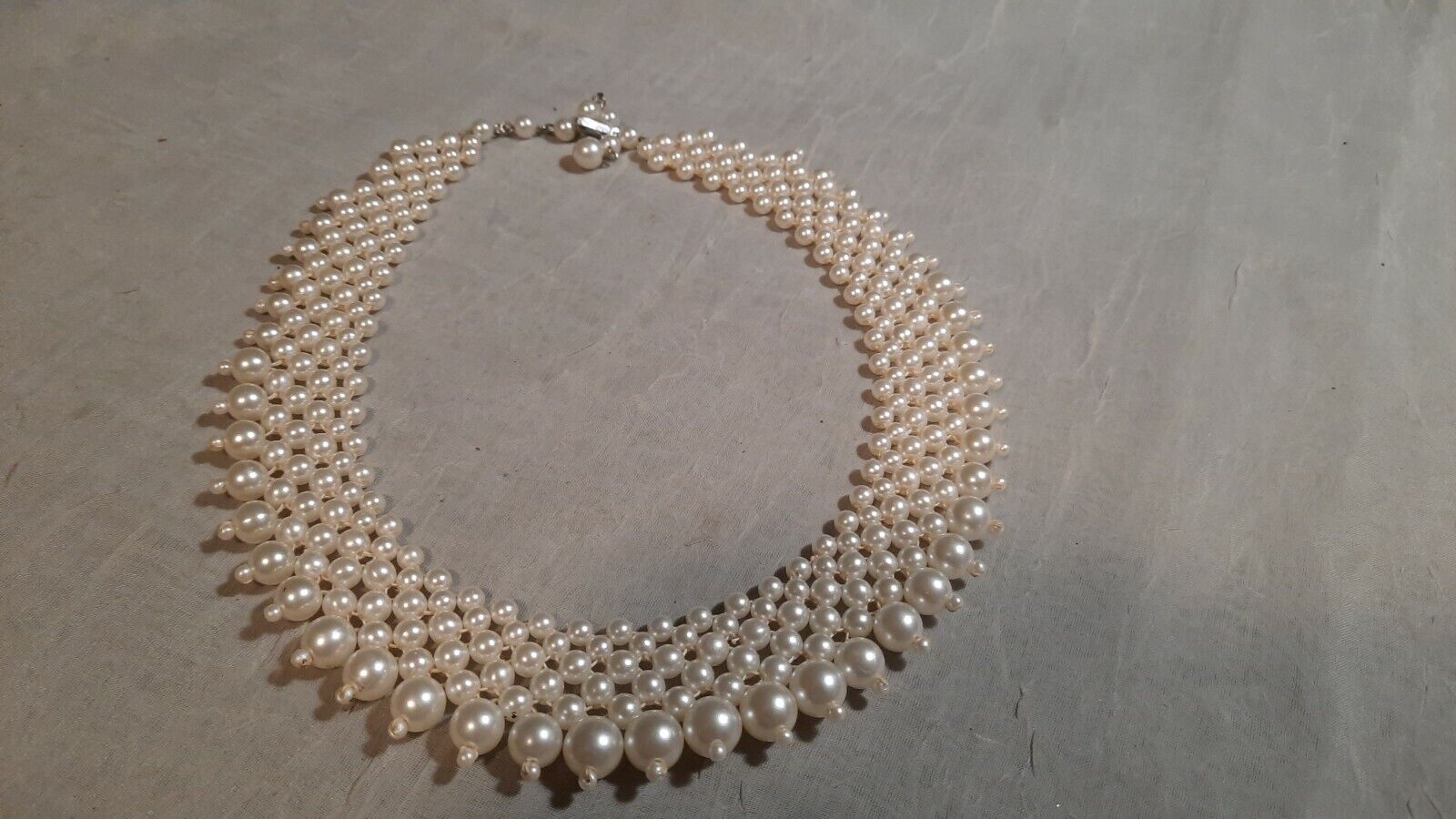 vintage faux pearl bib collar necklace - image 4