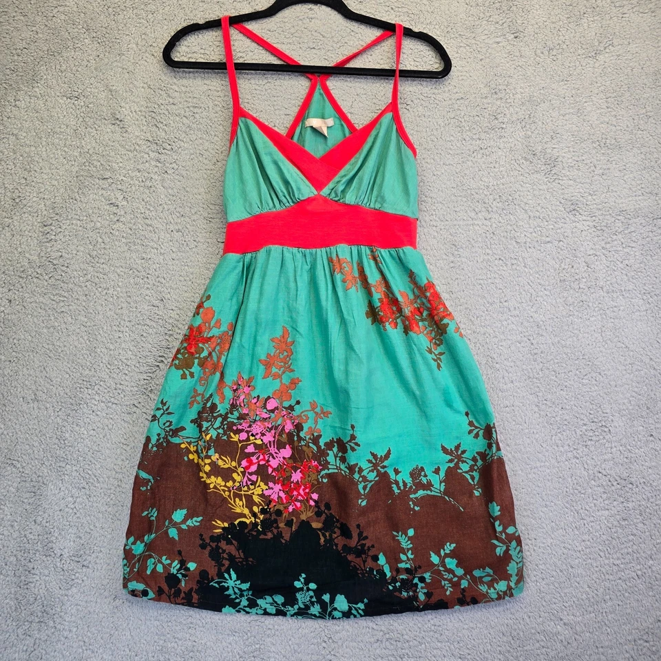 Vestido de hadas HYPE para mujer S verde rojo floral Cottagecore Fairycore Boho Y2K Foto 4 de 4