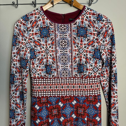 Maggy London Long Sleeve Lined Bohemian Pencil Maxi Dress Size 4 Cottage Boho - Picture 2 of 16