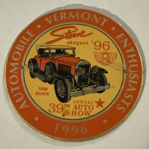 NEW 1996 VERMONT AUTOMOBILE ENTHUSIASTS STOWE VT AUTO SHOW GRILL BADGE