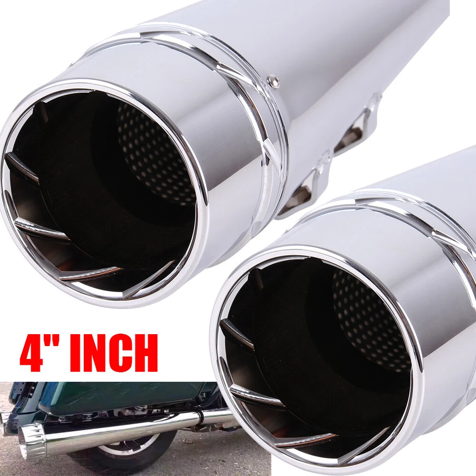 Silenciadores de tubos de escape para megáfono de 4" antideslizantes para Harley Electra Glide Road Ulra Foto 3 de 4