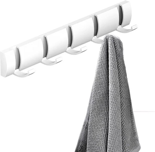 Coat Hooks Wall Mounted Rack Clothes Hanger Towel Rail Heavy Duty Foldable Hook - Picture 4 of 10