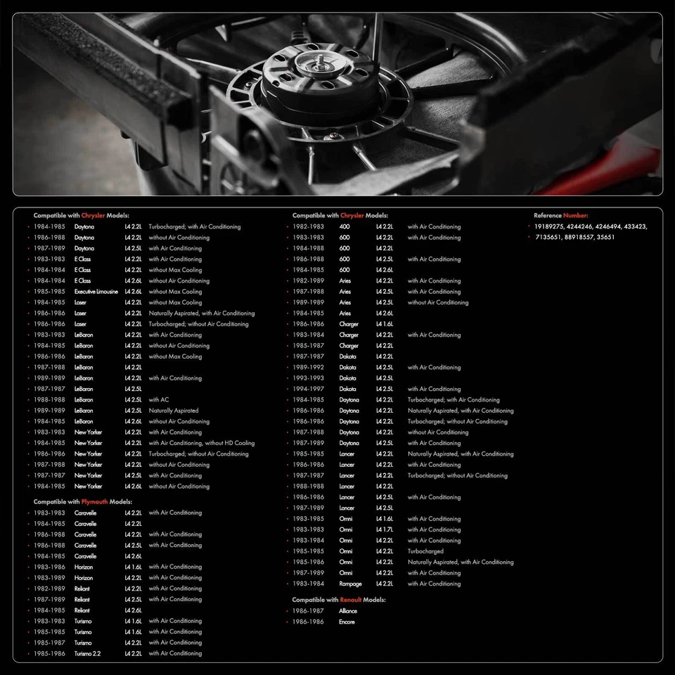 Motor ventilador de refrigeración del motor para Dodge Charger 1983-1987 Dakota Chrysler Plymouth Foto 2 de 4