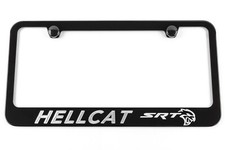 HELLCAT SRT Cat Silver Engraved Black Metal License Plate Frame Premium-USA Made