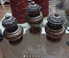 Three Vintage Decorative Containers Small Med And Large Resin