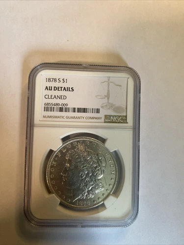 NGC 1878 S $1 AU DETAILS CLEANED MORGAN SILVER COIN