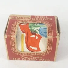 Vintage DURO Wallpaper Border 600F 2" Wooden Shoes & Tulips PrePasted 12 FT Roll