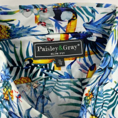 Paisley & Gray Boys XL Slim Fit Tropical Pattern Long Sleeve Button Down Shirt - Picture 2 of 5