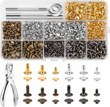 480 Sets Rivets for Leather, 4 Colors 3 Sizes Leather Rivets, Double Cap Rivets
