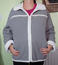 New Berkertex Women's Grey Marl Fleece Sherpa Lined Jacket Uk 22-24