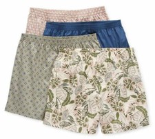 Stafford 4-Pack Men's 100 Cotton Woven Boxers Tropic Green Print Assorted