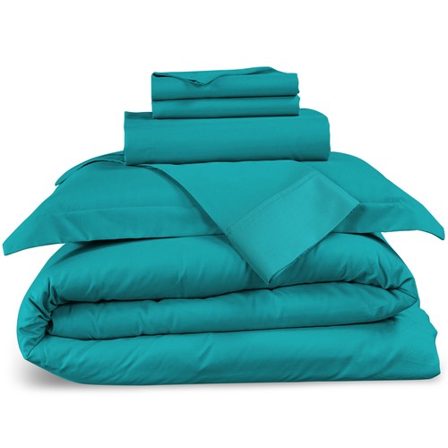 6 Pc Cotton Duvet Cover Set Tri-Blend Cotton Duvet Cover Set & Fitted Sheet Set - Picture 38 of 44
